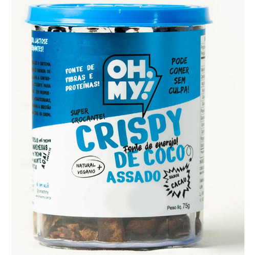 Kit 6 Oh, My! Crispy De Coco Assado Proteico 75g Sabor Cacau