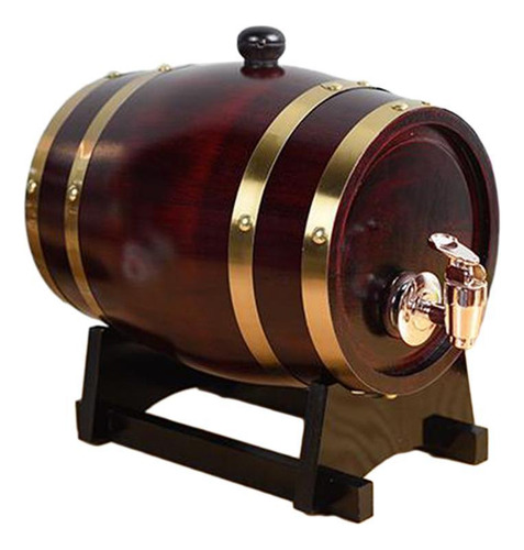 Dispensador De Barril De Madera Rústica Con Soporte, 1.5l