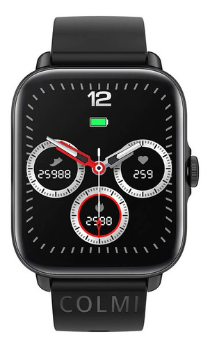 Imagen 1 de 2 de Smartwatch Colmi P Series P28 Plus 1.69" caja 36mm de  aleación  negra, malla  negra de  silicona