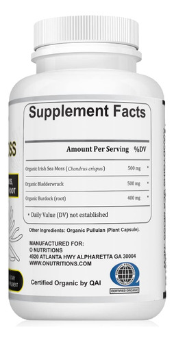 Suplemento Nutricional De Musgo Marinho Orgânico Com Raiz De