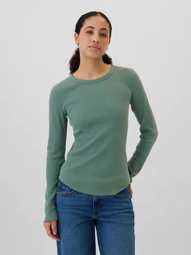Polera Gap Waffle Manga Larga Mujer Verde