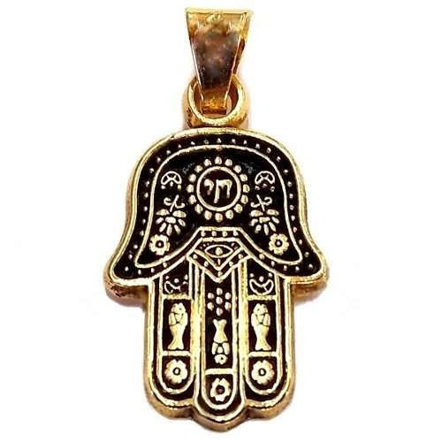 Poderoso Amuleto Mano De Hamsa O Fatima En Chapa De Oro