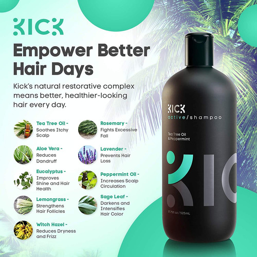 Shampoo Kick Sem Sulfato Com Hortelã E Melaleuca 500ml