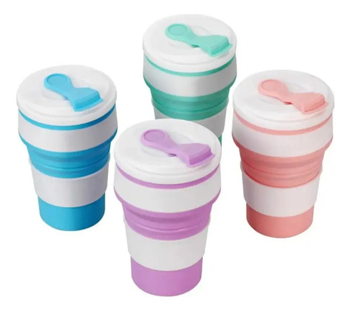 Vaso De Silicona Plegable Viajero Reutilizable Cafe X 4 Unid