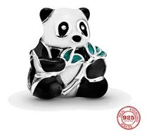 Abalorios De Oso Panda De Plata Esterlina 925 Para Mujer, Co