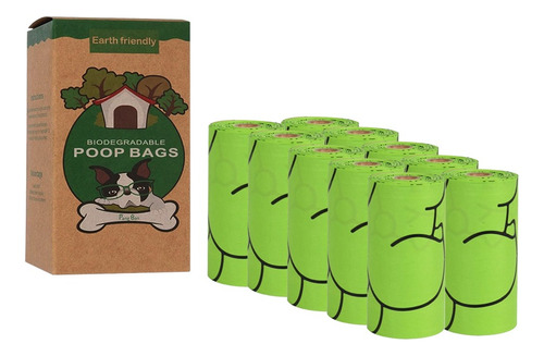 Bolsas Rollo Para Desechos Mascotas Biodegradable 10 Pzs Color Verde