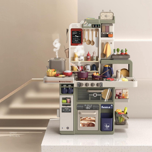 Juego De Cocina, Juguete Para Cocinar Verde Gris 74 Piezas