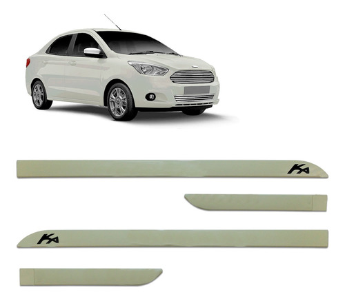 Jogo Friso Lateral Ford Ka 2012 A 2021 Branco Vanilla