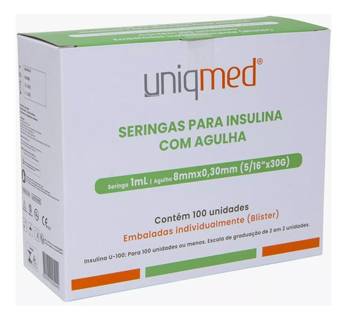 Seringa Insulina 1ml 100un Uniqmed Microagulha