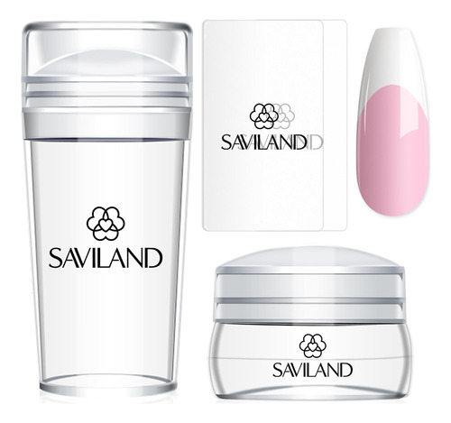 Saviland Sello De Uñas Con Punta Francesa, 4 Piezas, Kit De