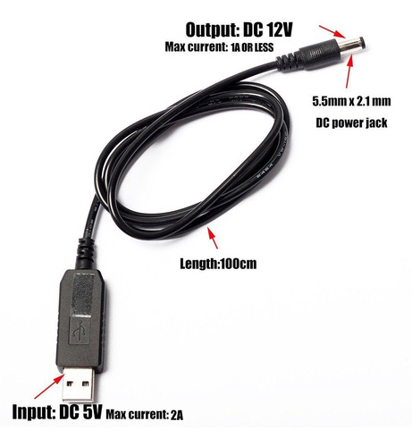 Cable Energia Usb 5v A Dc 9v 12v Adaptador Modem Router