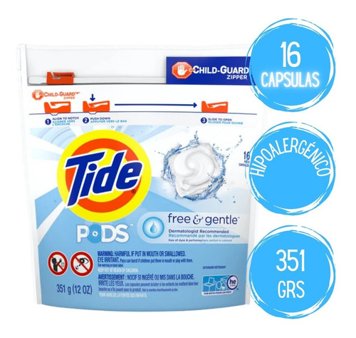 Tide Detergente Capsulas Pods Free & Gentle 