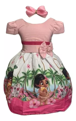 Vestido Infantil Frufru Temático Personalizado Moana Baby