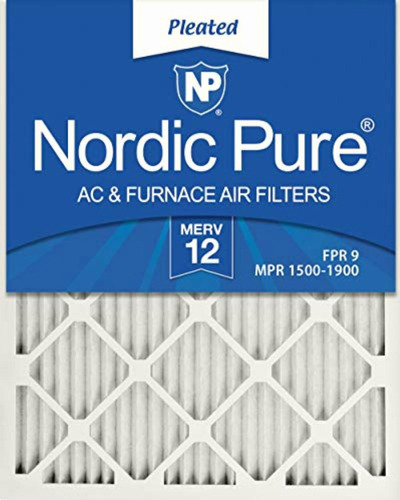 Nordic Pure 20x25x1m12-2 Merv 12 Ac Furnace Filter Pleated