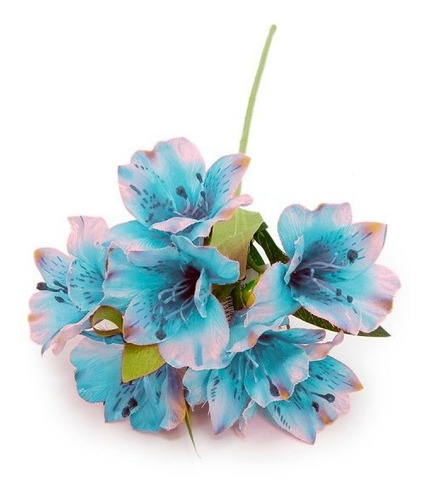 Kit 5 Galhos Astromelia Azul 45cm Flores Azuis Artificiais | Parcelamento  sem juros