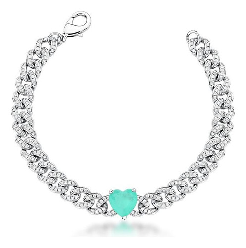 Pulseira Elos Cravejados Esmeralda Colombiana Fusion Ródio