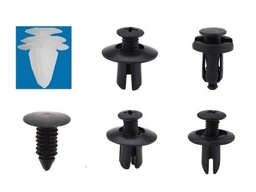 Imagen 6 de 8 de Caja 100 Clips Fijacion Broche Retencion Plastico Tapabarro