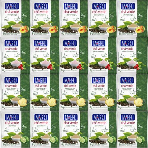 Chá Em Pó Zero Açúcar Magro 8g Sabores Diversos Kit Com 20