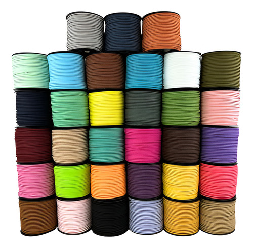 Kit Fio Camurça Cordão Couro Tira Suede 3mm Cor 10pç