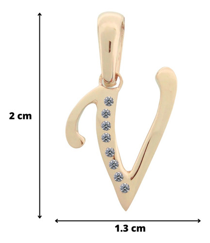 Dije Inicial Letra V Oro 14k Tamaño 2cm