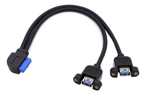 Cable Usb 3.0 Hembra X2 A 20 Pin 90º Angulo Izquierdo Mother