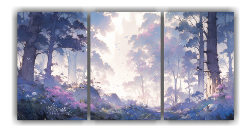 150x75cm Cuadros Únicos Paisaje Bosque Pintura Sumie Flores