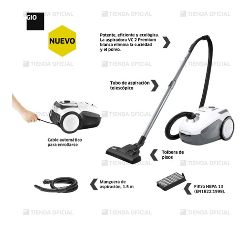 Imagen 6 de 8 de Aspiradora Karcher Compacta Vc 2 Premium Tiendaoficial