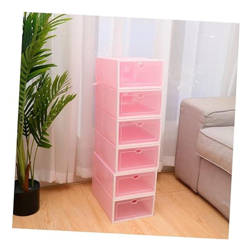 Pack 6 Cajas Organizadoras Zapatos Armables Apilable Rosado