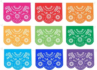 Decoración Papel Picado Arcoíris Papel 10 Tiras 5 Metros