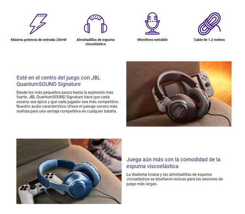 Imagen 9 de 10 de Auriculares Gamer Jbl Quantum 100 3.5mm Pc Ps4 Xbox One Loi