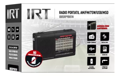 Radio Portatil IRT AM/FM/SW/USB/MSD 9 bandas negra