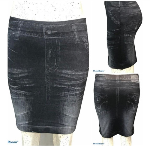 Pack X3 Minifalda Lycra Simil Jeans Super Adaptables 