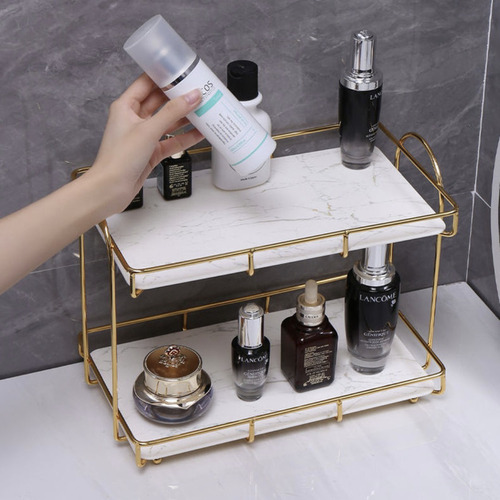 Estante Organizador De Almacenamiento Para Bano Dos Niveles Color Negro