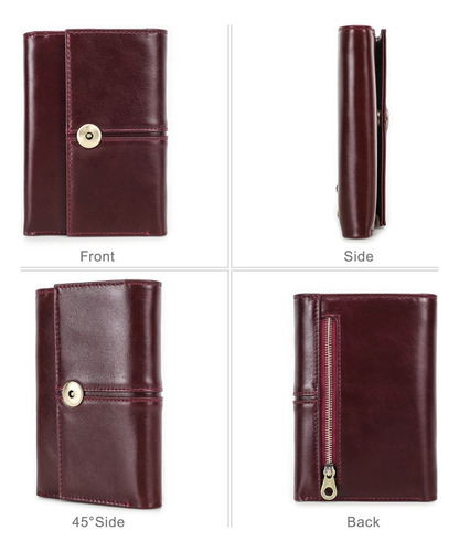 Cartera De Cuero Para Mujer Con Bloqueo Rfid De Navidad