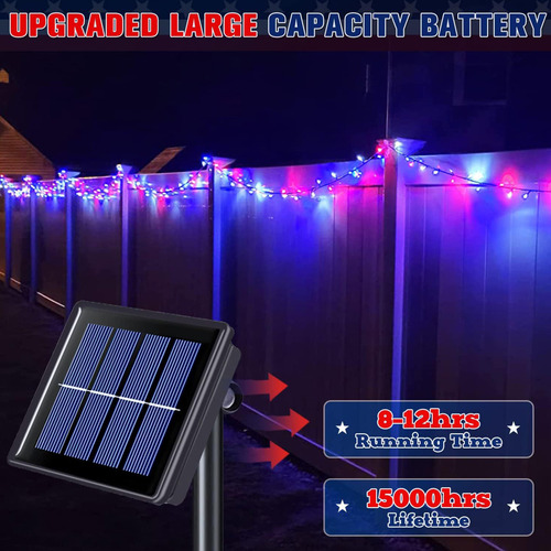 Guirnalda De Luces Solares Con Flores Para Exteriores, Día D
