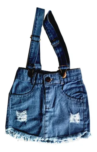 Saia jeans com suspensório infantil discount