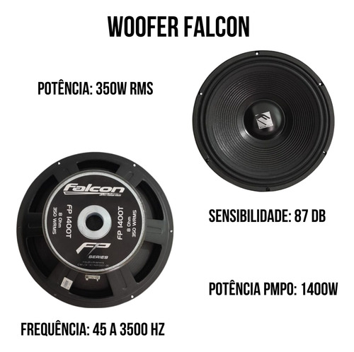 Woofer Falcon 15 Pol 350w Rms 8 Ohms Fp1400t15