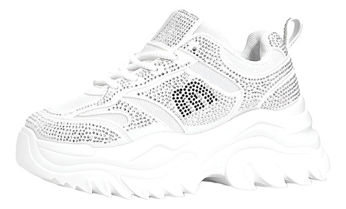 Zapatilla Blanco Strass Brillo Fiesta Salir Gummi Mist