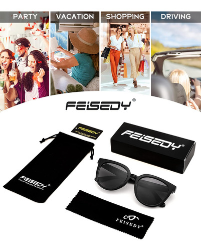 Feisedy Gafas De Sol Para Mujer, Gafas De Sol Redondas Polar