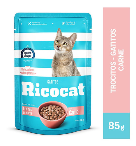 Ricocat Pouch Trocitos Carne Gatitos 85 Gr