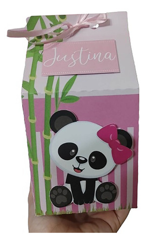 Caja Milkbox 3d Oso Panda Gde Golosinera Souvenir X 10