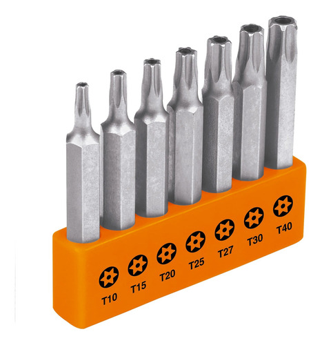 Juego De 7 Puntas Torx Comb. C/seguro Largo 2´´ Truper 17813