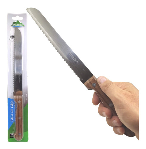 Imagem 6 de 7 de Faca Para Pão Bolo Serra Serrilhada Aço Inox Cabo Plástico