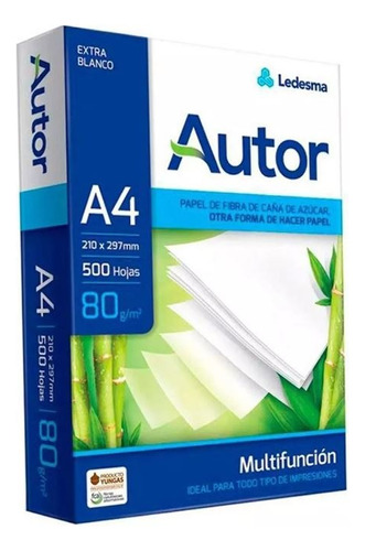 Hojas A4 Ledesma Nat 75gsm Papel Ecológico Blanco