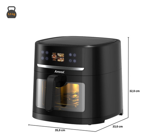 Air Fryer 8l 1700w Amvox Arf 1480 I.a Digital Black 220v