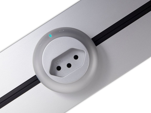 Trilho Energia 1m Multiplug 3 Tomadas + 2 Usb (a+c) - Cinza