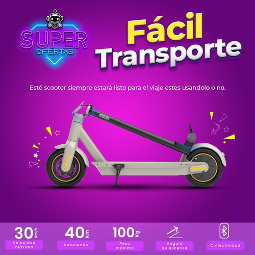 Imagen 3 de 7 de Segway Ninebot Scooter Eléctrico Maxg30lp + Luz Led + Casco!