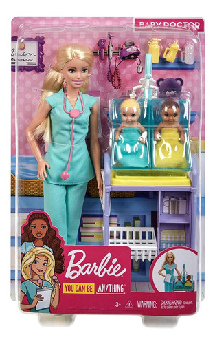 Muñeca Barbie Profesiones, Doctora Pediatra Con 2 Bebés