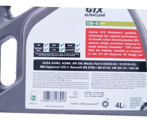 Aceite de motor Aceite de motor Castrol Renault GTX 10W40 RN0700