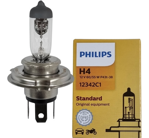 Imagem 4 de 10 de Par Lampada Philips Halogena H4 12v 60w/55w Standard 12342c1